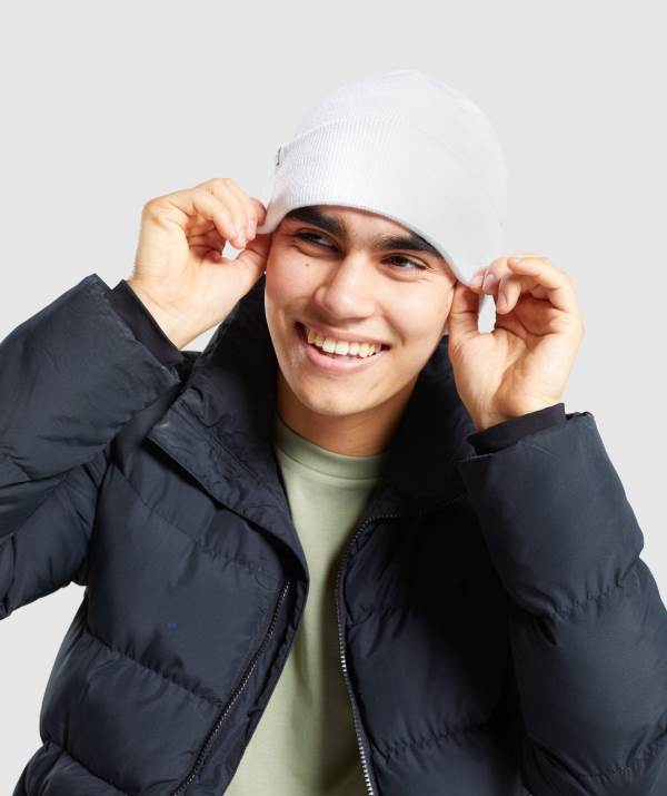 Panske Čiapky Gymshark New Era Sharkhead Cuff Knit Biele | HM0984253